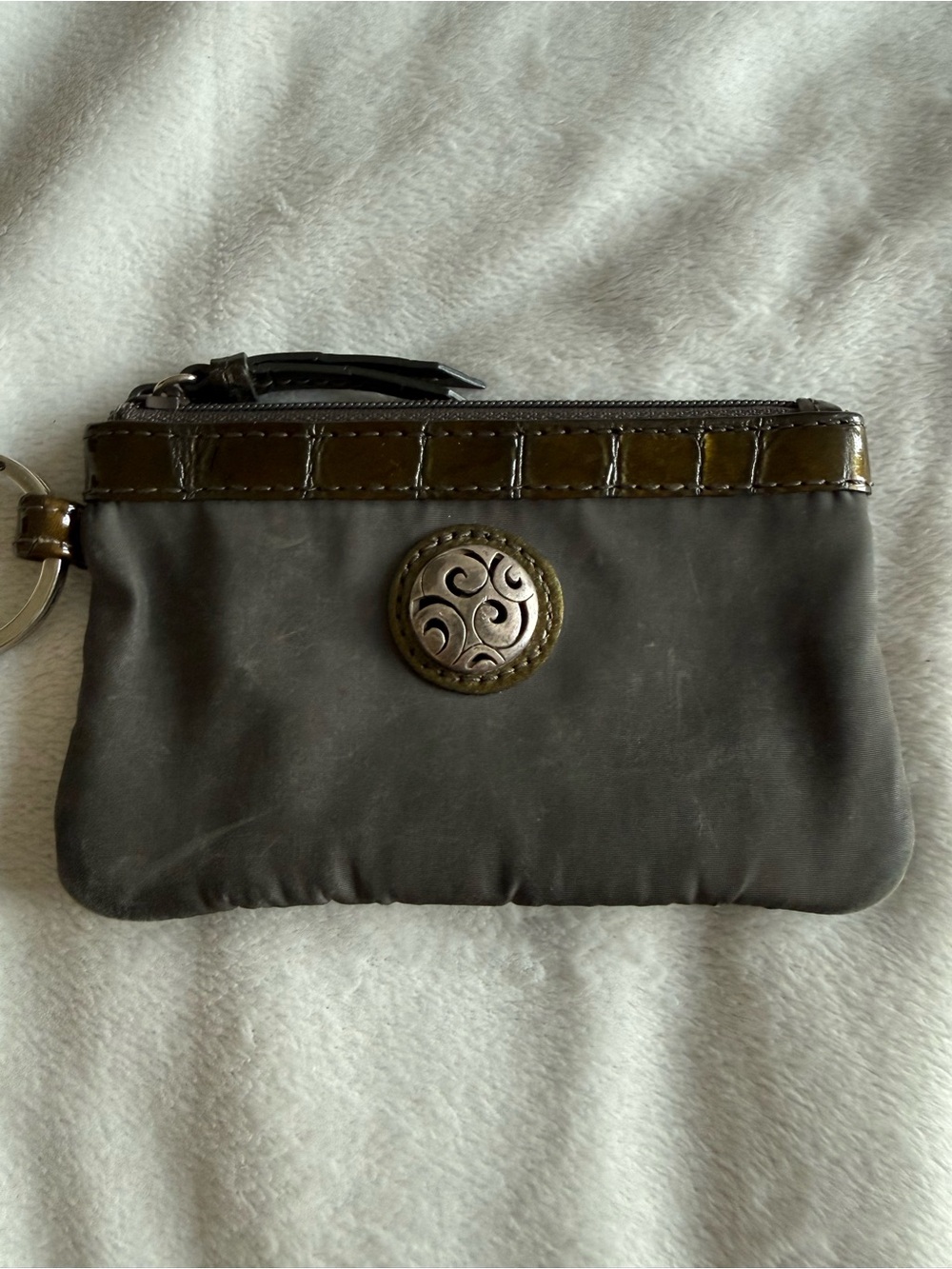 Brighton Gray Nylon Keychain Coin and Card Pouch - GC
